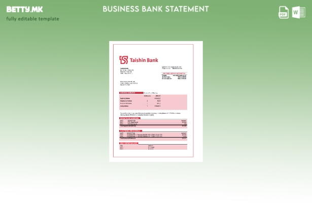модерен стил Извештај за претпријатието на Taishin Bank Шаблон Word и PDF